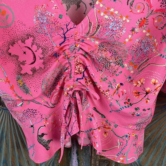 Top shop boho bright pink crop blouse - Picture 4 of 8